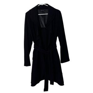 White House Black Market Womens Black Belted Cardigan Sweater Coat Size L
